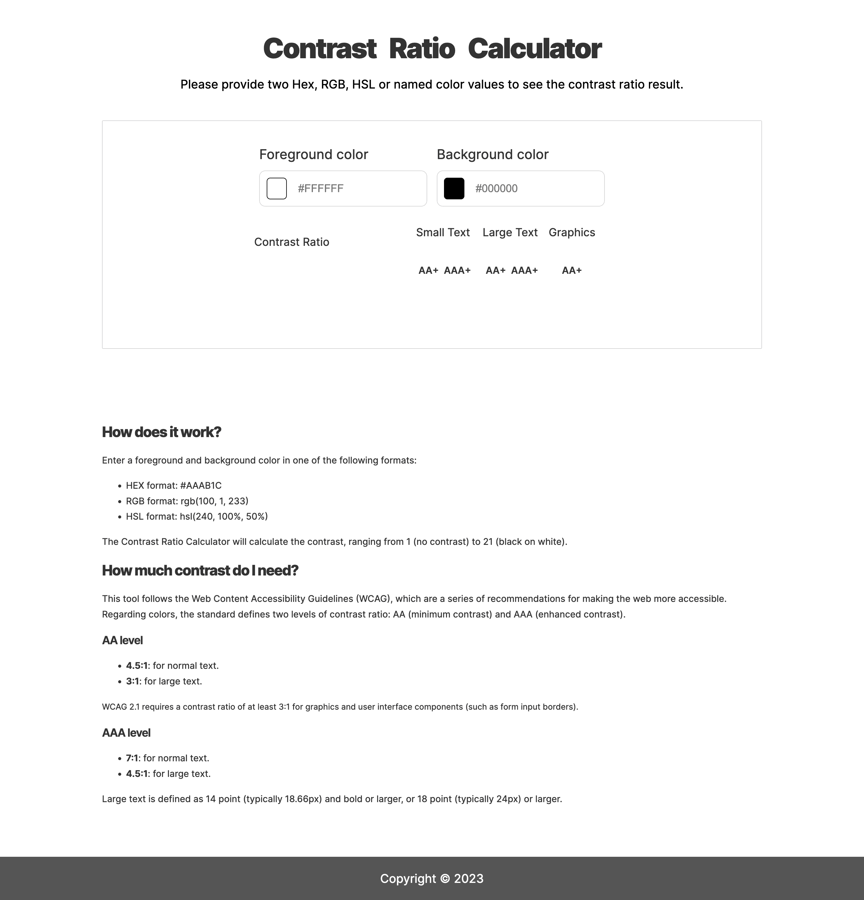 Contrast Ratio Calculator