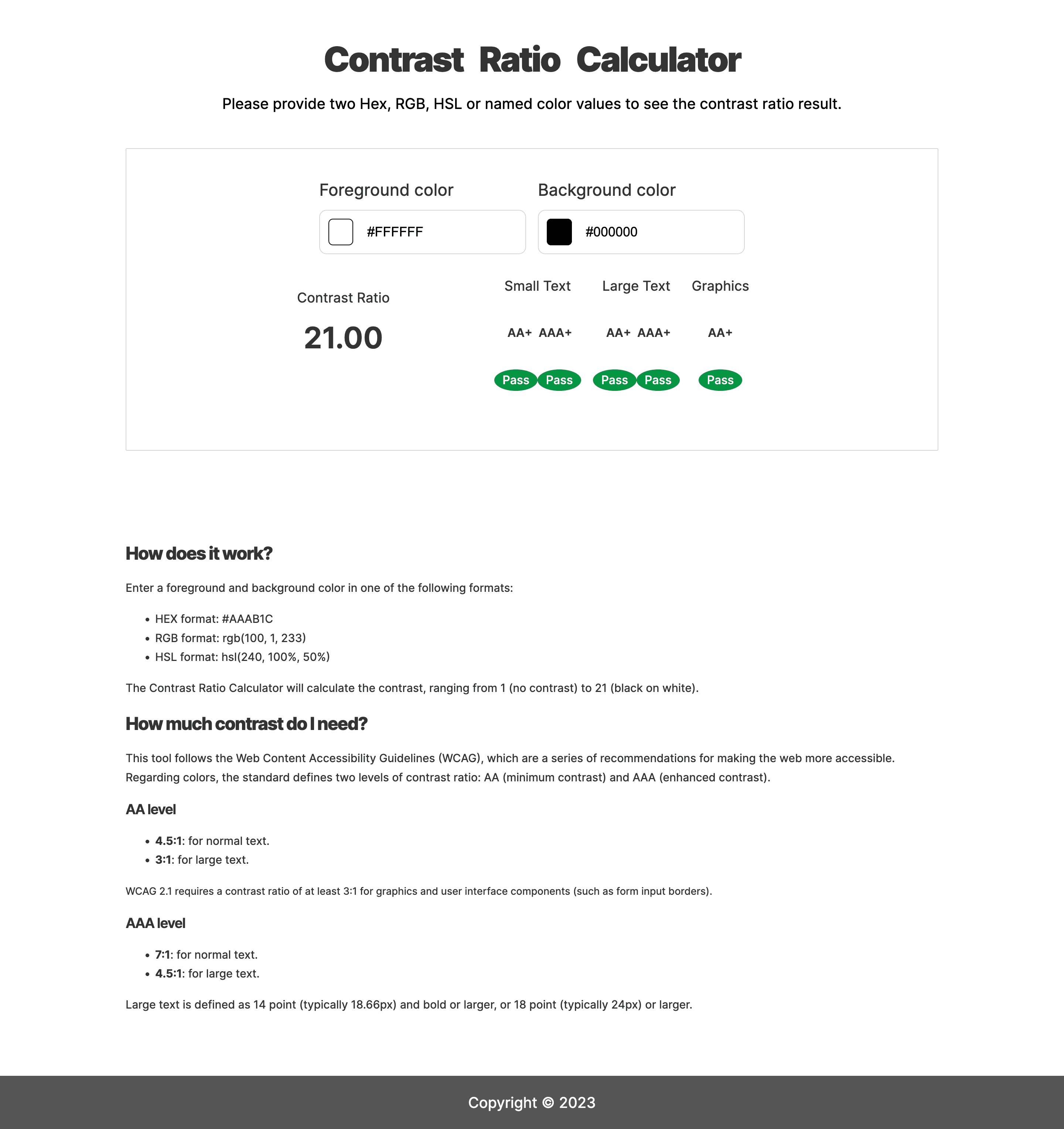 Contrast Ratio Calculator