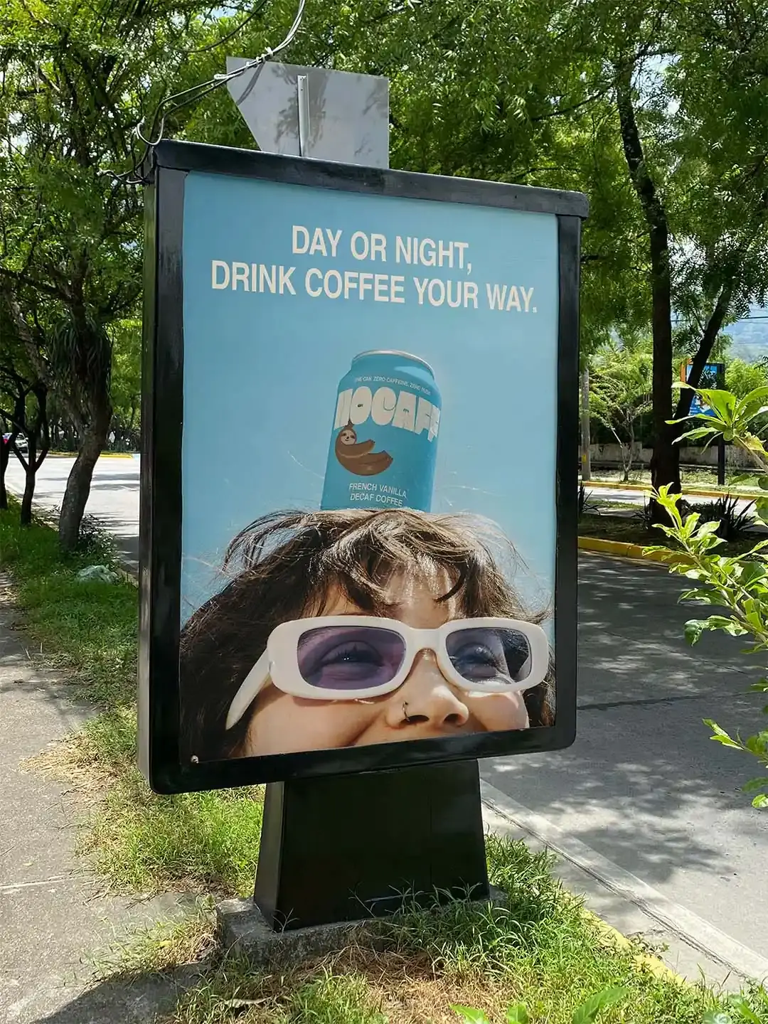 Nocaff Poster With Can on Top of Head