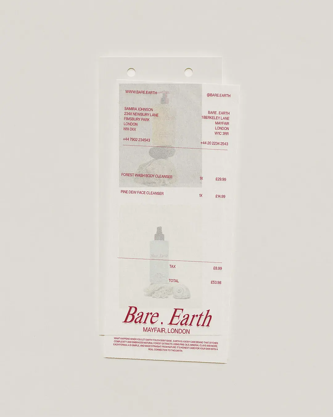 Bare . Earth Shopping Receipt